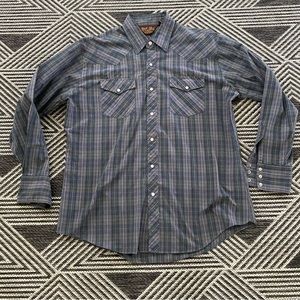 Rare BJ-R Brand Pearl Snap Western Cowboy Plaid Shirt Mens Large